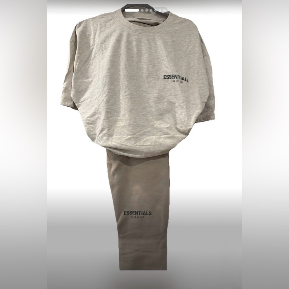 ESSENTIALS Fear of God 2pc Set Jogger Sweatpants L NWT + T-Shirt XL Oatmeal Tan